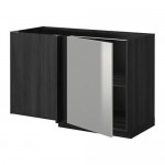 МЕТОД Угловой напольный шкаф с полкой - под дерево черный, Гревста нержавеющ сталь МЕТОД Угловой напольный шкаф с полкой - под дерево черный, Гревста нержавеющ сталь