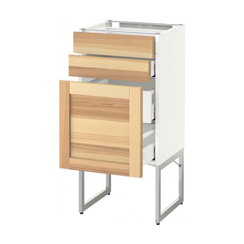 МЕТОД / МАКСИМЕРА Напольн шкаф 3фронт пнл/2низ/2ср ящ - белый, Торхэмн естественный ясень, 40x37x60 см МЕТОД / МАКСИМЕРА Напольн шкаф 3фронт пнл/2низ/2ср ящ - белый, Торхэмн естественный ясень, 40x37x60 см