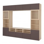 BESTÅ шкаф для ТВ, комбин/стеклян дверцы серый