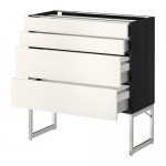 МЕТОД / МАКСИМЕРА Нплн шк 4 фронт/2 низк/2средн ящ - под дерево черный, Веддинге белый, 80x37x60 см