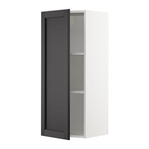 МЕТОД Шкаф навесной с полкой - белый, Лерх черная морилка, 40x100 см МЕТОД Шкаф навесной с полкой - белый, Лерх черная морилка, 40x100 см