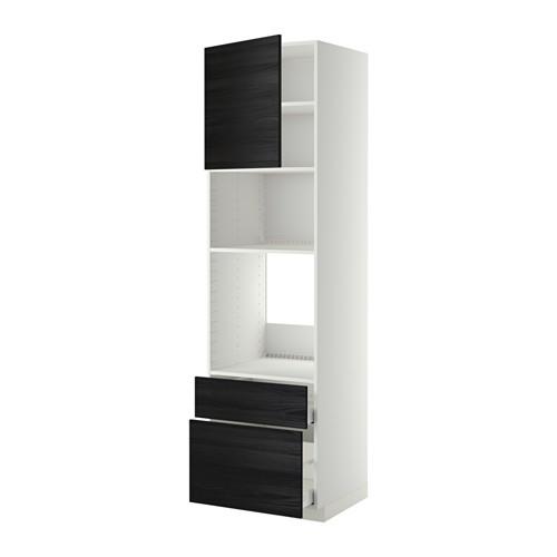 МЕТОД / МАКСИМЕРА Высок шкаф д/духовки/СВЧ/дверца/2ящ - белый, Тингсрид под дерево черный, 60x60x220 см МЕТОД / МАКСИМЕРА Высок шкаф д/духовки/СВЧ/дверца/2ящ - белый, Тингсрид под дерево черный, 60x60x220 см