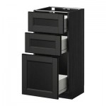 МЕТОД / ФОРВАРА Напольный шкаф с 3 ящиками - 40x37 см, Лаксарби черно-коричневый, под дерево черный МЕТОД / ФОРВАРА Напольный шкаф с 3 ящиками - 40x37 см, Лаксарби черно-коричневый, под дерево черный