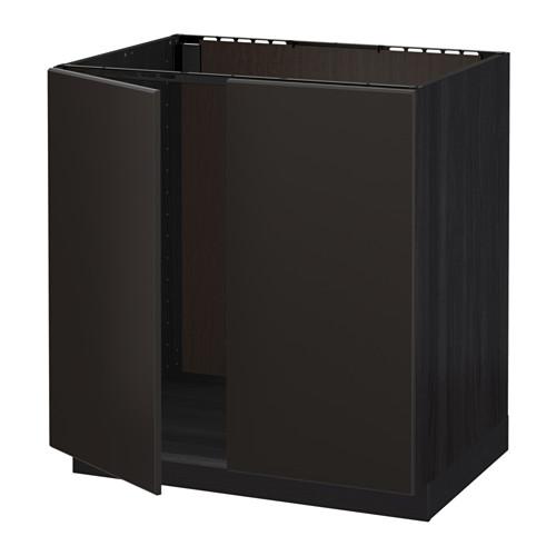 МЕТОД Напольн шкаф д раковины+2 двери - под дерево черный, Кунгсбакка антрацит МЕТОД Напольн шкаф д раковины+2 двери - под дерево черный, Кунгсбакка антрацит