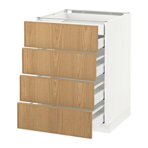 МЕТОД / МАКСИМЕРА Нплн шк 4фрнт/2нзк/3срд ящ - белый, Экестад дуб, 60x60 см МЕТОД / МАКСИМЕРА Нплн шк 4фрнт/2нзк/3срд ящ - белый, Экестад дуб, 60x60 см