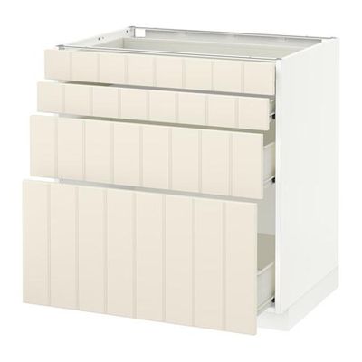 МЕТОД / ФОРВАРА Напольн шкаф 4 фронт панели/4 ящика - 80x60 см, Хитарп белый с оттенком, белый
