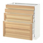 МЕТОД / МАКСИМЕРА Напольн шкаф 4 фронт панели/4 ящика - белый, Торхэмн естественный ясень, 80x37 см МЕТОД / МАКСИМЕРА Напольн шкаф 4 фронт панели/4 ящика - белый, Торхэмн естественный ясень, 80x37 см