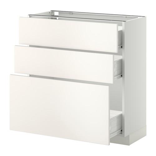 МЕТОД / ФОРВАРА Нплн шк 3 фрнт/3 средн ящика - белый, Веддинге белый, 80x37 см