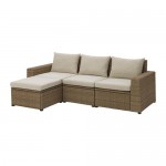 СОЛЛЕРОН 3-местный диван+табурет д/ног,садов - коричневый/Холло бежевый СОЛЛЕРОН 3-местный диван+табурет д/ног,садов - коричневый/Холло бежевый