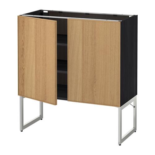 МЕТОД Напол шкаф с полками/2двери - под дерево черный, Экестад дуб, 80x37x60 см МЕТОД Напол шкаф с полками/2двери - под дерево черный, Экестад дуб, 80x37x60 см