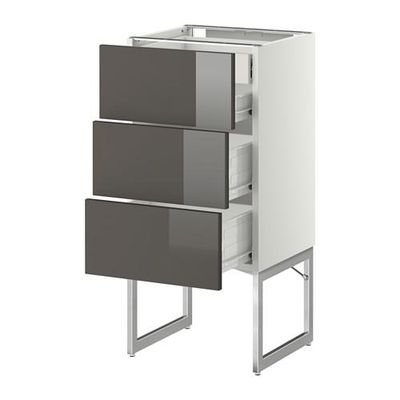 МЕТОД / ФОРВАРА Напольн шкаф 3фронт пнл/2низ/2ср ящ - 40x37x60 см, Рингульт глянцевый серый, белый МЕТОД / ФОРВАРА Напольн шкаф 3фронт пнл/2низ/2ср ящ - 40x37x60 см, Рингульт глянцевый серый, белый