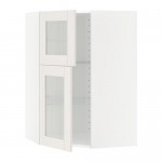 METOD углов навесной шкаф+полки/2 сткл дв белый/Сэведаль белый 68x100 см