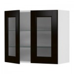 ФАКТУМ Навесной шкаф с 2 стеклянн дверями - Рамшё черно-коричневый, 80x92 см