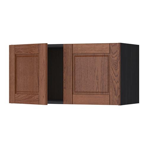 МЕТОД Навесной шкаф с 2 дверями - под дерево черный, Филипстад коричневый