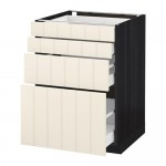 МЕТОД / МАКСИМЕРА Напольн шкаф 4 фронт панели/4 ящика - под дерево черный, Хитарп белый с оттенком, 60x60 см