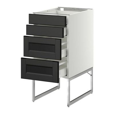 МЕТОД / МАКСИМЕРА Нплн шк 4 фронт/2 низк/2средн ящ - 40x60x60 см, Лаксарби черно-коричневый, белый