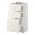 МЕТОД / ФОРВАРА Напольный шкаф с 3 ящиками - 40x37 см, Росдаль белый ясень, белый