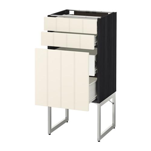 МЕТОД / ФОРВАРА Напольн шкаф 3фронт пнл/2низ/2ср ящ - 40x37x60 см, Хитарп белый с оттенком, под дерево черный МЕТОД / ФОРВАРА Напольн шкаф 3фронт пнл/2низ/2ср ящ - 40x37x60 см, Хитарп белый с оттенком, под дерево черный