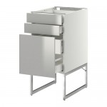 МЕТОД / МАКСИМЕРА Напольн шкаф 3фронт пнл/2низ/2ср ящ - белый, Гревста нержавеющ сталь, 40x60x60 см МЕТОД / МАКСИМЕРА Напольн шкаф 3фронт пнл/2низ/2ср ящ - белый, Гревста нержавеющ сталь, 40x60x60 см