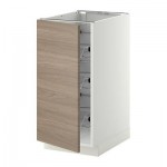 МЕТОД Напольный шкаф с проволочн ящиками - 40x60 см, Брокхульт под грецкий орех светло-серый, белый