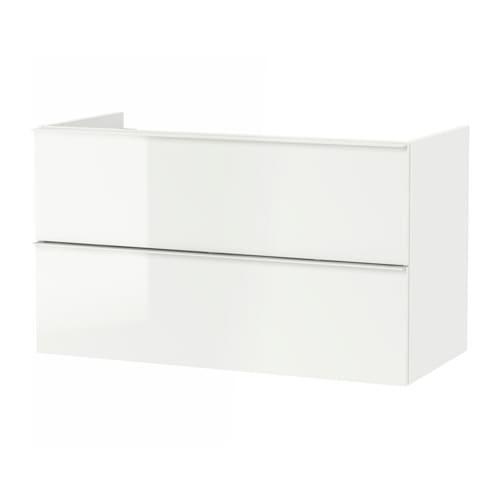ГОДМОРГОН Шкаф для раковины с 2 ящ - глянцевый белый, 100x47x58 см