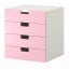 СТУВА Комбинация для хранения с ящиками - белый/розовый