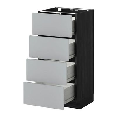 МЕТОД / ФОРВАРА Напольн шкаф 4 фронт панели/4 ящика - 40x37 см, Веддинге серый, под дерево черный МЕТОД / ФОРВАРА Напольн шкаф 4 фронт панели/4 ящика - 40x37 см, Веддинге серый, под дерево черный