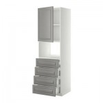 МЕТОД / ФОРВАРА Высок шкаф д/духовки/дверца/4ящика - 60x60x200 см, Будбин серый, белый