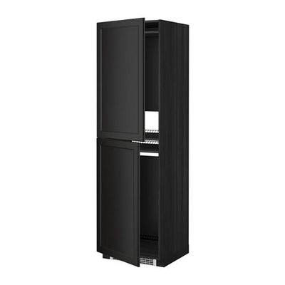 МЕТОД Высок шкаф д холодильн/мороз - 60x60x200 см, Лаксарби черно-коричневый, под дерево черный