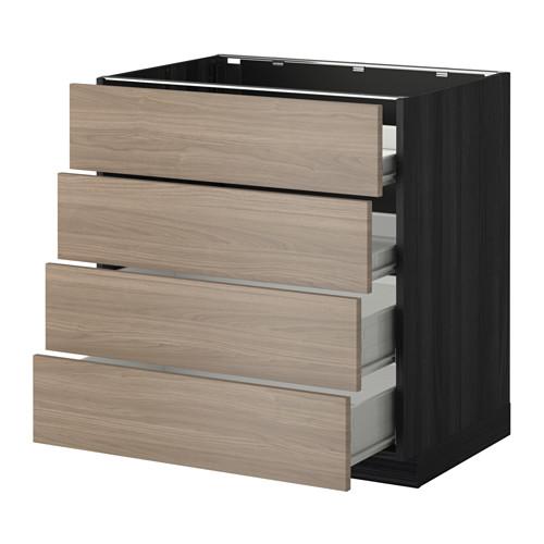 МЕТОД / ФОРВАРА Напольн шкаф 4 фронт панели/4 ящика - под дерево черный, Брокхульт под грецкий орех светло-серый, 80x60 см МЕТОД / ФОРВАРА Напольн шкаф 4 фронт панели/4 ящика - под дерево черный, Брокхульт под грецкий орех светло-серый, 80x60 см