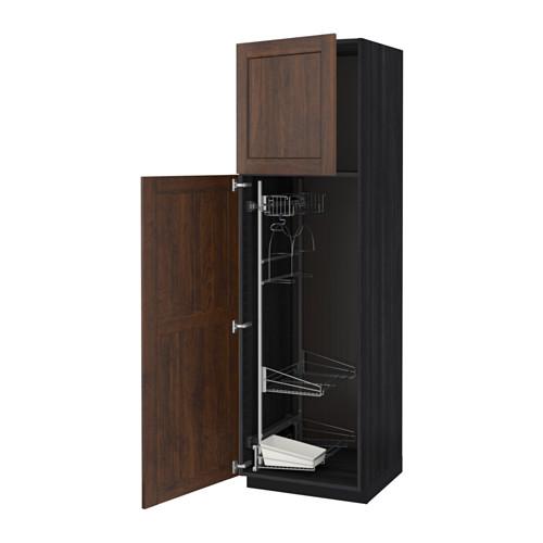 МЕТОД Выс шк с отд д/акс д/убрк - под дерево черный, Эдсерум под дерево коричневый, 60x60x200 см