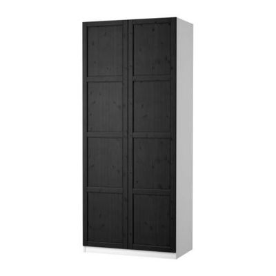 kledingkast 2-deur - Pax Hemnes zwartbruin, wit, 100x60x236 soepel sluitende scharnieren (s49904832) - prijsvergelijking