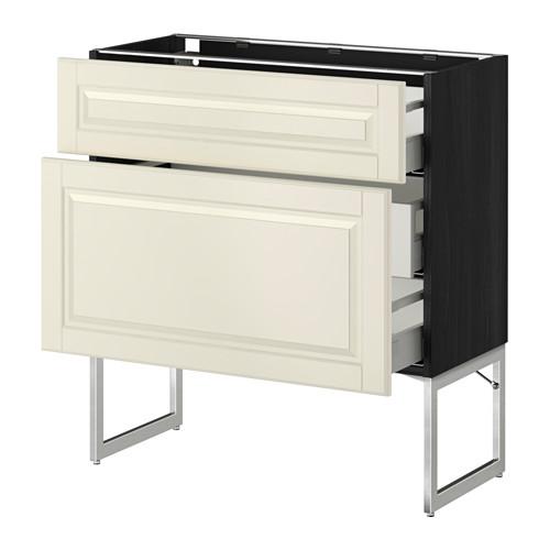 МЕТОД Наполн шк 2 фрнт/3 средн ящ - под дерево черный, Будбин белый с оттенком, 80x37x60 см