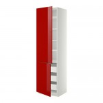 МЕТОД / ФОРВАРА Высокий шкаф+полки/3 ящика/2 дверцы - 60x60x220 см, Рингульт глянцевый красный, белый МЕТОД / ФОРВАРА Высокий шкаф+полки/3 ящика/2 дверцы - 60x60x220 см, Рингульт глянцевый красный, белый