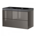 ГОДМОРГОН/БРЕДВИКЕН Шкаф для раковины с 2 ящ - глянцевый серый ГОДМОРГОН/БРЕДВИКЕН Шкаф для раковины с 2 ящ - глянцевый серый