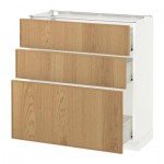 МЕТОД / ФОРВАРА Напольный шкаф с 3 ящиками - 80x37 см, Экестад дуб, белый МЕТОД / ФОРВАРА Напольный шкаф с 3 ящиками - 80x37 см, Экестад дуб, белый