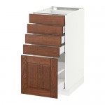 МЕТОД / МАКСИМЕРА Напольный шкаф с 5 ящиками - белый, Филипстад коричневый, 40x60 см