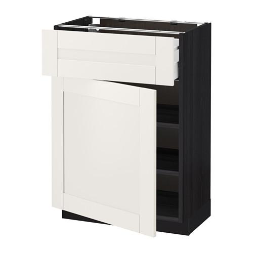 МЕТОД / МАКСИМЕРА Напольный шкаф с ящиком/дверью - под дерево черный, Сэведаль белый, 60x37 см