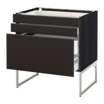 МЕТОД / МАКСИМЕРА Напольн шкаф 3фронт пнл/2низ/2ср ящ - под дерево черный, Кунгсбакка антрацит, 80x60x60 см МЕТОД / МАКСИМЕРА Напольн шкаф 3фронт пнл/2низ/2ср ящ - под дерево черный, Кунгсбакка антрацит, 80x60x60 см