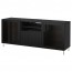 БЕСТО Тумба д/ТВ с ящиками - черно-коричневый черно-коричневый прозрачное стекло, направляющие ящика, плавно закр
