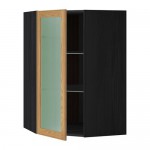 МЕТОД Углов навесн шк с полками/сткл дв - под дерево черный, Экестад дуб, 68x100 см МЕТОД Углов навесн шк с полками/сткл дв - под дерево черный, Экестад дуб, 68x100 см