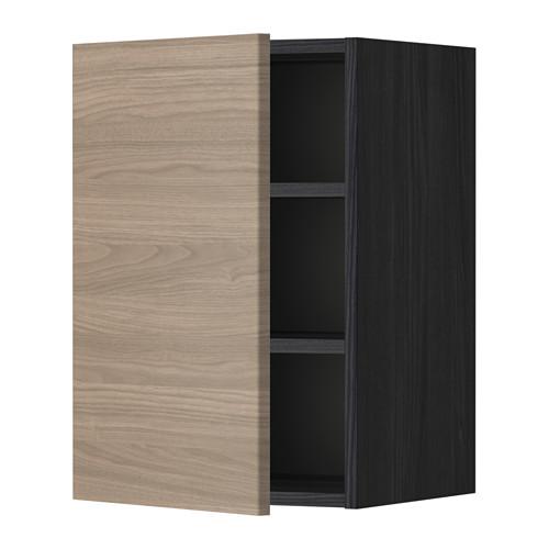 МЕТОД Шкаф навесной с полкой - 40x60 см, Брокхульт под грецкий орех светло-серый, под дерево черный