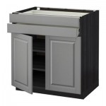 МЕТОД / ФОРВАРА Напольный шкаф/2дверцы/2ящика - Будбин серый, под дерево черный МЕТОД / ФОРВАРА Напольный шкаф/2дверцы/2ящика - Будбин серый, под дерево черный