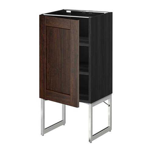 МЕТОД Напольный шкаф с полками - под дерево черный, Эдсерум под дерево коричневый, 40x37x60 см