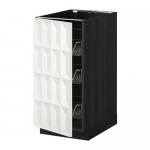 МЕТОД Напольный шкаф с проволочн ящиками - под дерево черный, Гэррестад белый, 40x60 см