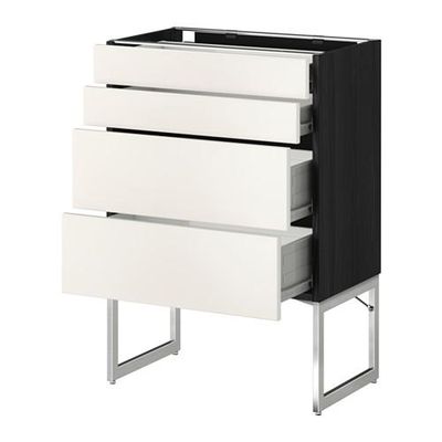 МЕТОД / ФОРВАРА Нплн шк 4 фронт/2 низк/2средн ящ - 60x37x60 см, Веддинге белый, под дерево черный
