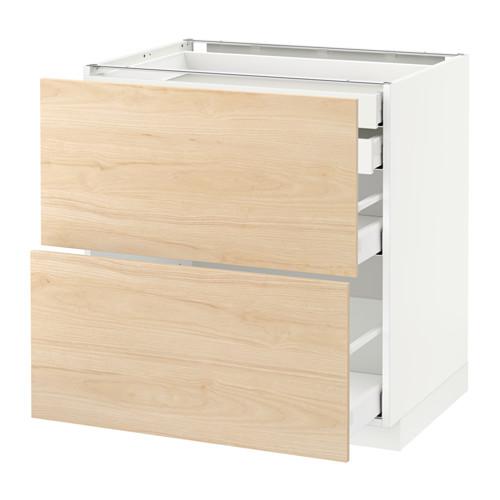 МЕТОД / МАКСИМЕРА Напл шк 2 фрнт/2низ/1срд/1 выс ящ - белый, Аскерсунд под светлый ясень, 80x60 см