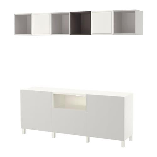 БЕСТО / ЭКЕТ Комбинация для ТВ - белый/темно-серый/светло-серый, направляющие ящика, плавно закр БЕСТО / ЭКЕТ Комбинация для ТВ - белый/темно-серый/светло-серый, направляющие ящика, плавно закр