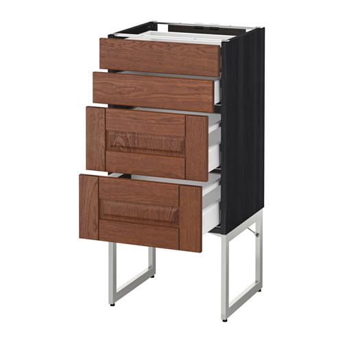 МЕТОД / МАКСИМЕРА Нплн шк 4 фронт/2 низк/2средн ящ - под дерево черный, Филипстад коричневый, 40x37x60 см МЕТОД / МАКСИМЕРА Нплн шк 4 фронт/2 низк/2средн ящ - под дерево черный, Филипстад коричневый, 40x37x60 см