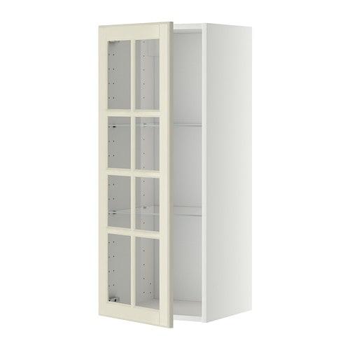 МЕТОД Навесной шкаф с полками/стекл дв - белый, Будбин белый с оттенком, 40x100 см МЕТОД Навесной шкаф с полками/стекл дв - белый, Будбин белый с оттенком, 40x100 см